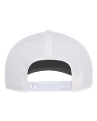 White 110 flat brim flexfit Small pink logo.