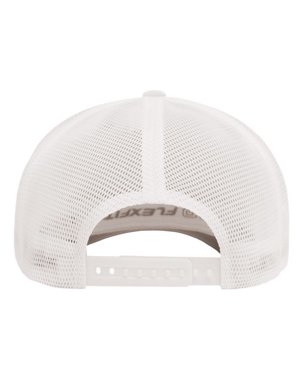 White 110 flexfit mesh back small baby blue logo