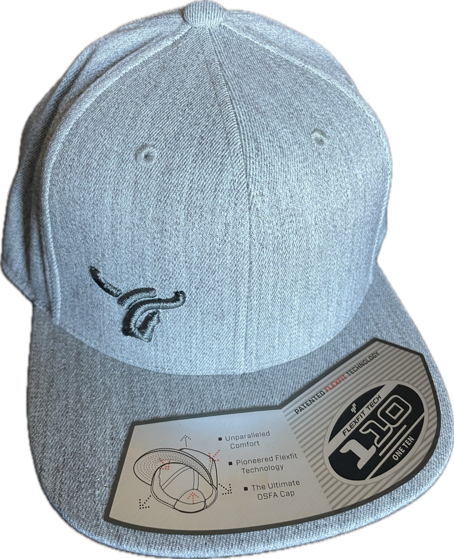 Heather grey Flat Brim snapback flex fit cap small logo
