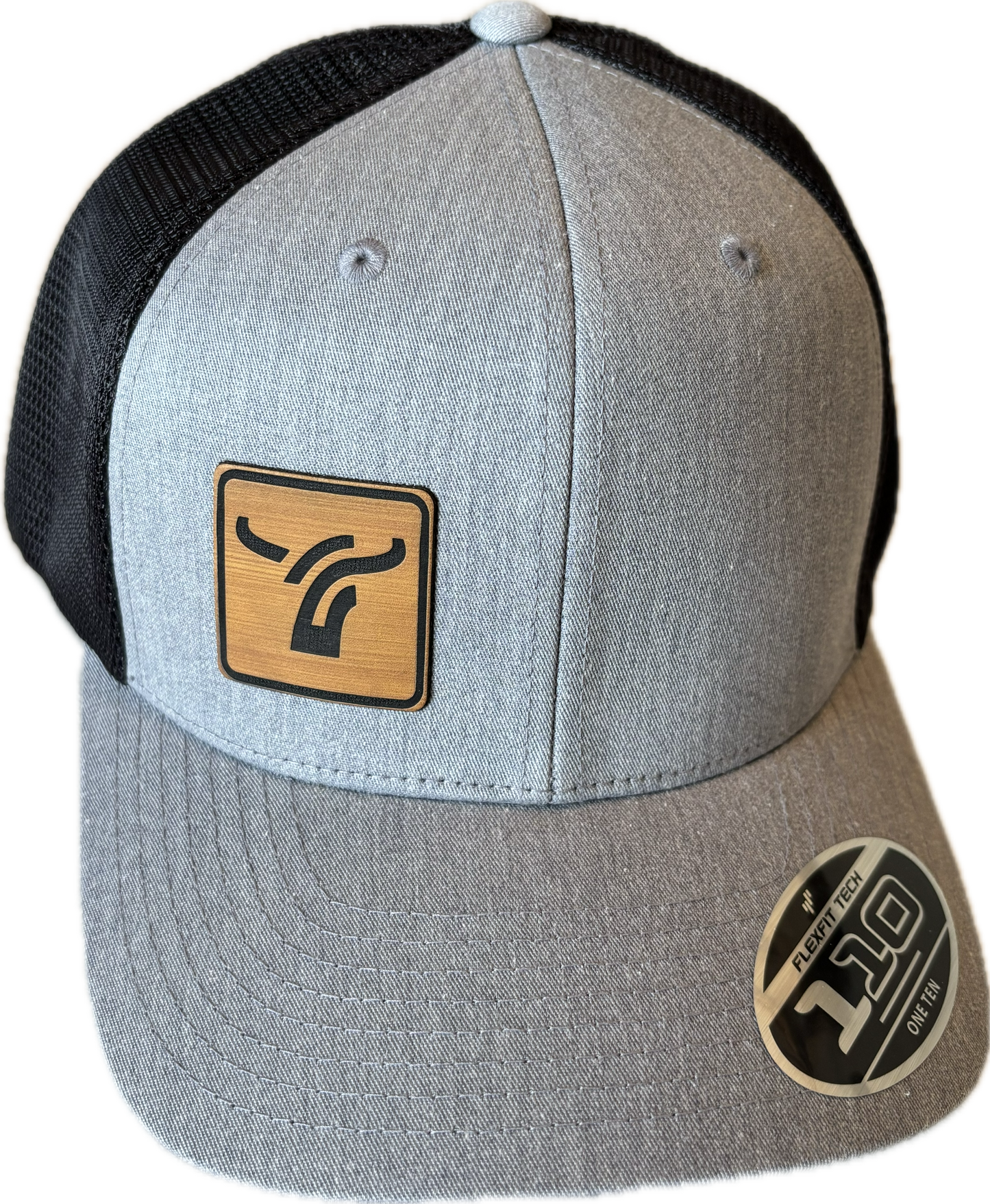 Heather / Black 110 Flex Fit Leatherette Logo