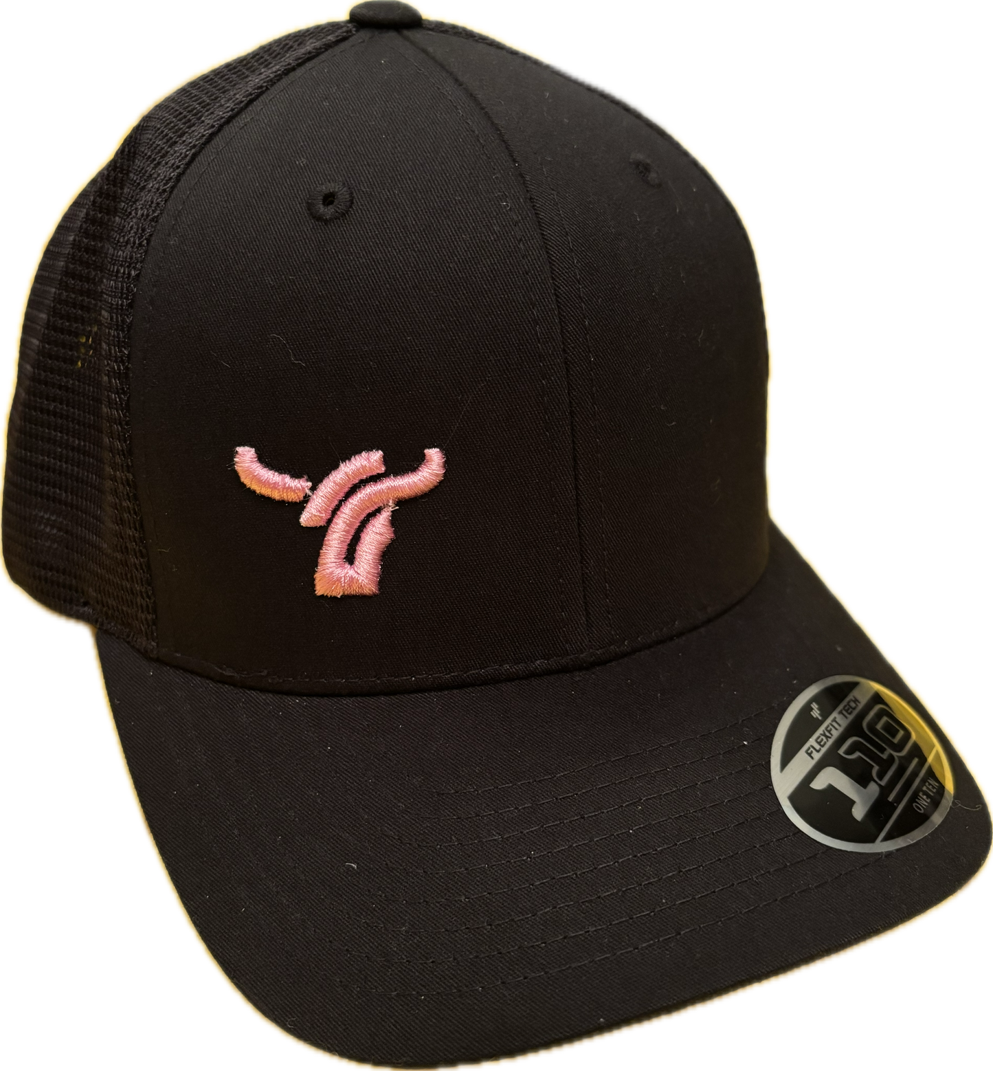 Black 110 mesh back flexfit small pink logo