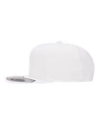 White 110 flat brim flexfit Small baby blue logo.