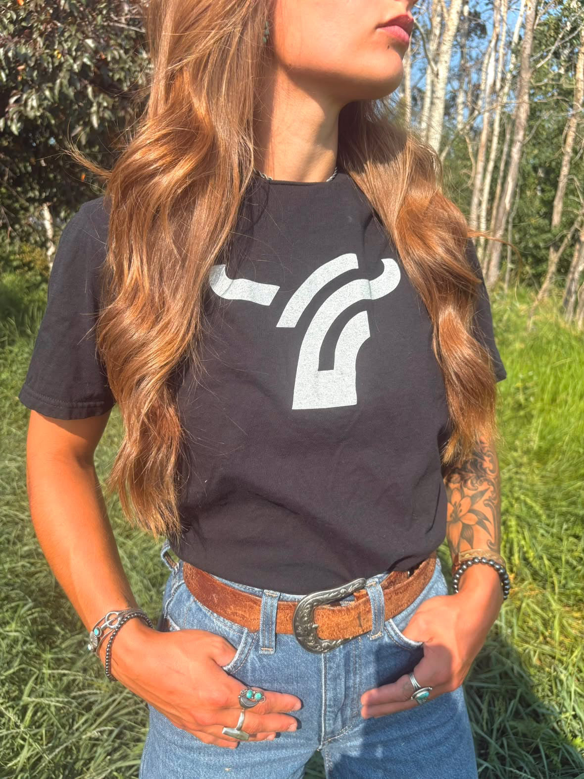 Black Fitted T-Shirt Large Logo