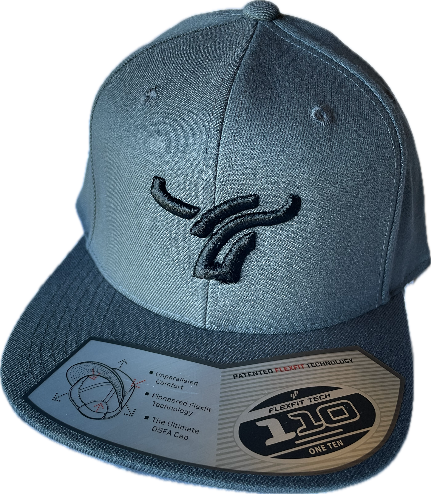 Dark Grey Flat brim snapback flex fit large logo cap