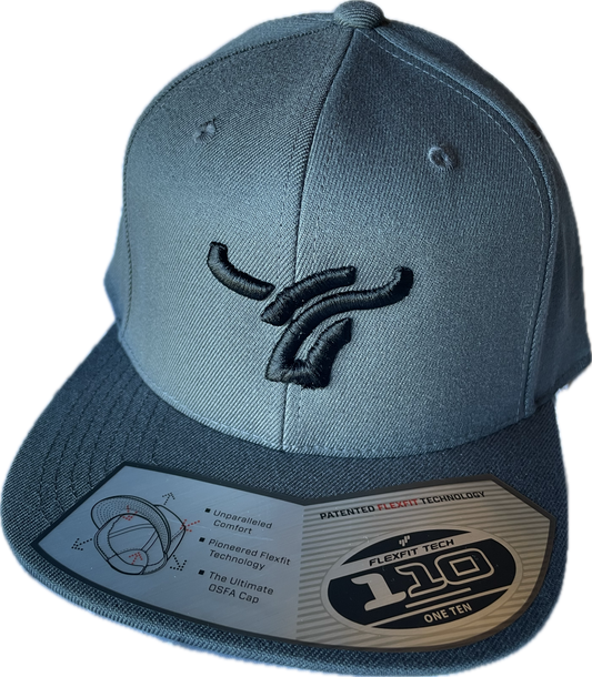 Dark Grey Flat brim snapback flex fit large logo cap