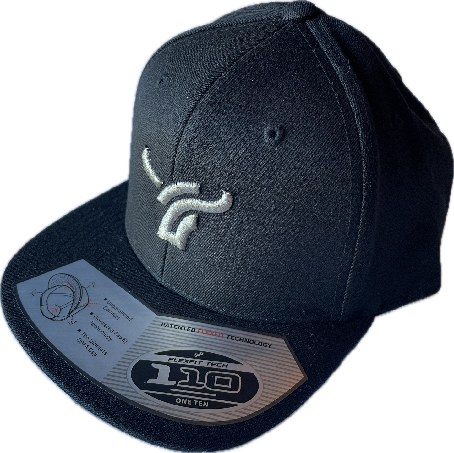 Black Flat Brim 110 snapback cap large logo