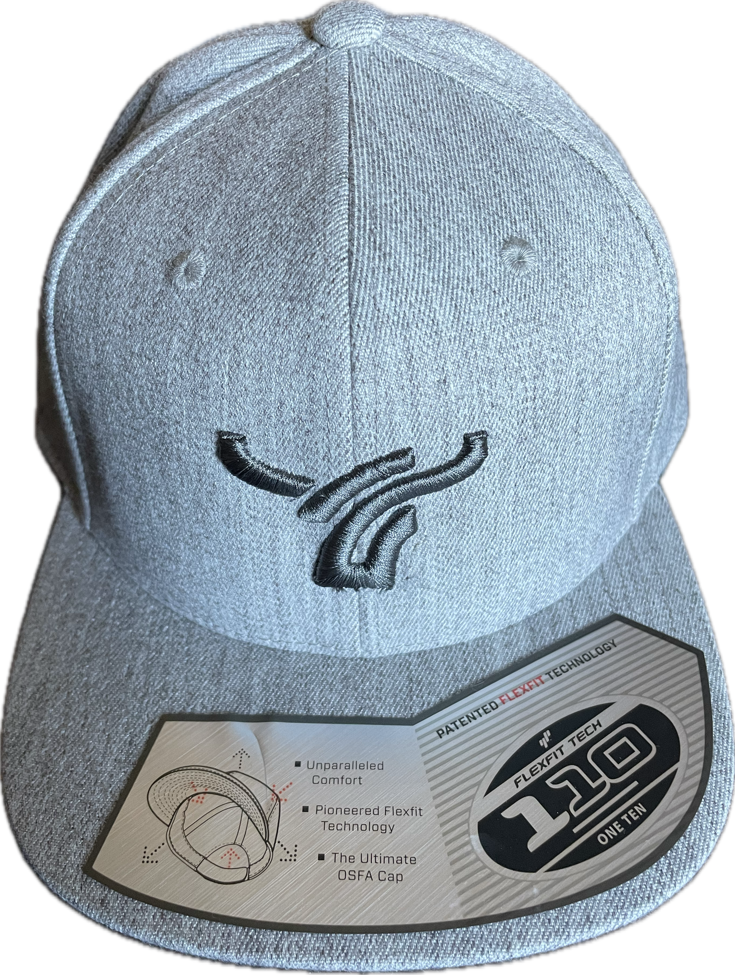 Heather grey Flat Brim 110 snapback flex fit cap large logo