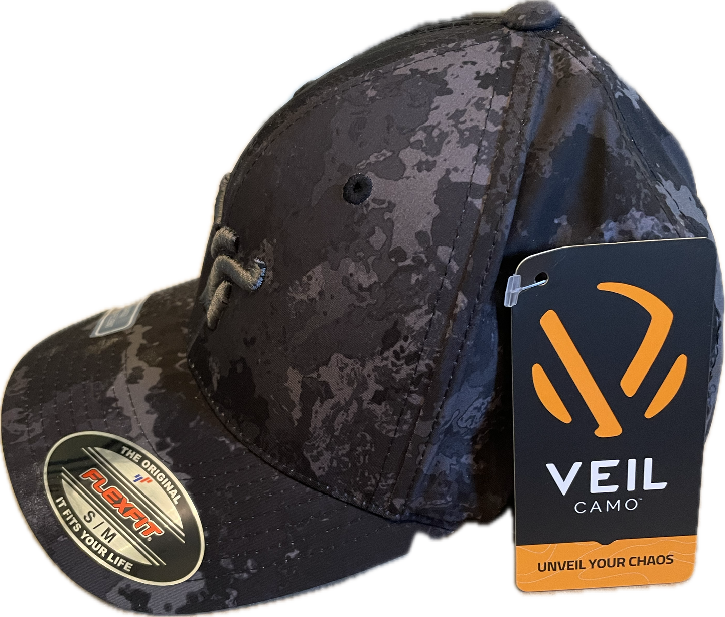 Veil Camo Water Repellant Cap with Large logo.