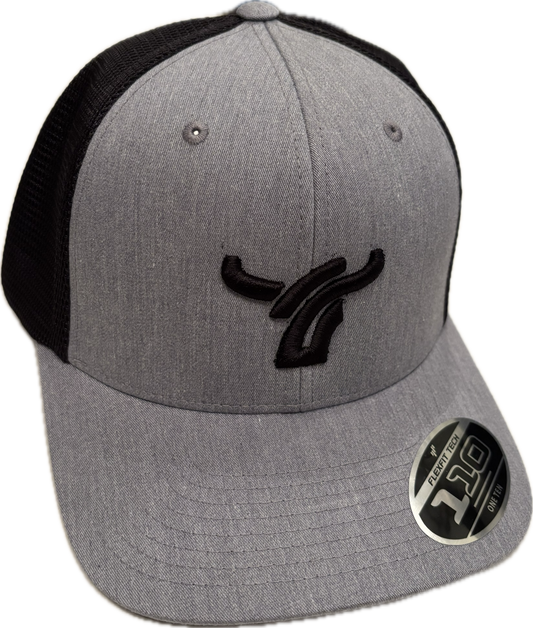 Heather/Black 110 Flexfit Large Logo