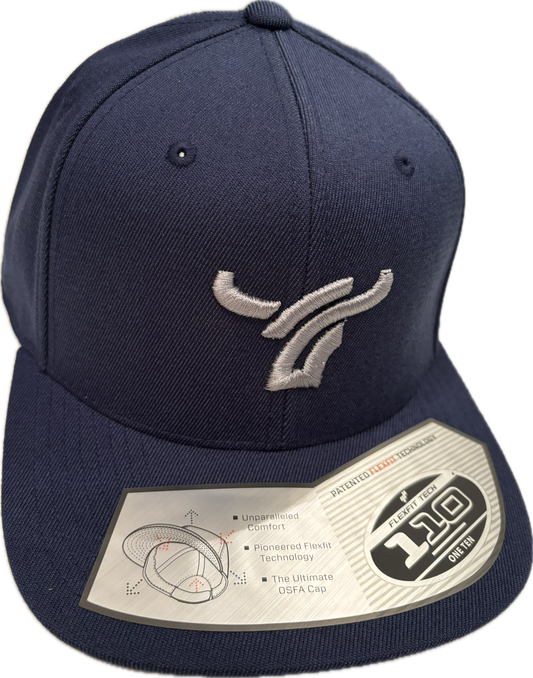 Navy Flat Brim Flexfit Large Logo